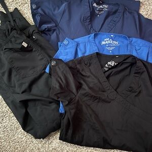 Black and Blue Scrub Tops and bottom